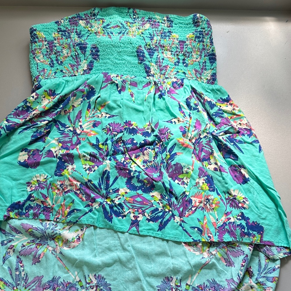 Xhilaration Turquoise and Purple Floral tube top